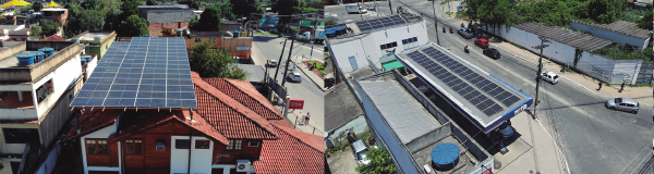 Instalação empresarial apresentada no material OAC Solar